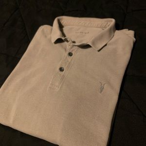All Saints Gray Long Sleeve Polo